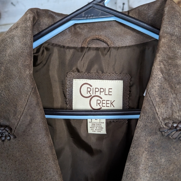 Cripple Creek genuine suede leather western coat jacket fringe - Picture 7 of 7